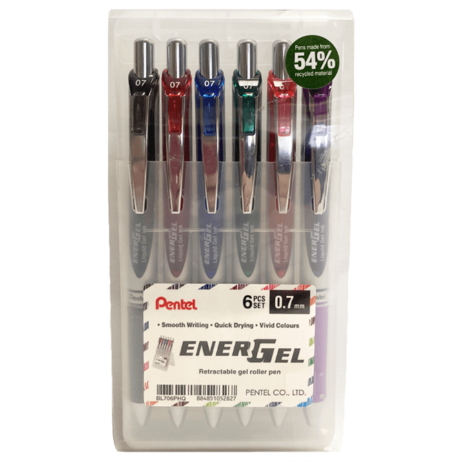 Pentel Energel 0.7mm Ballpoint Pens Pack Of 6